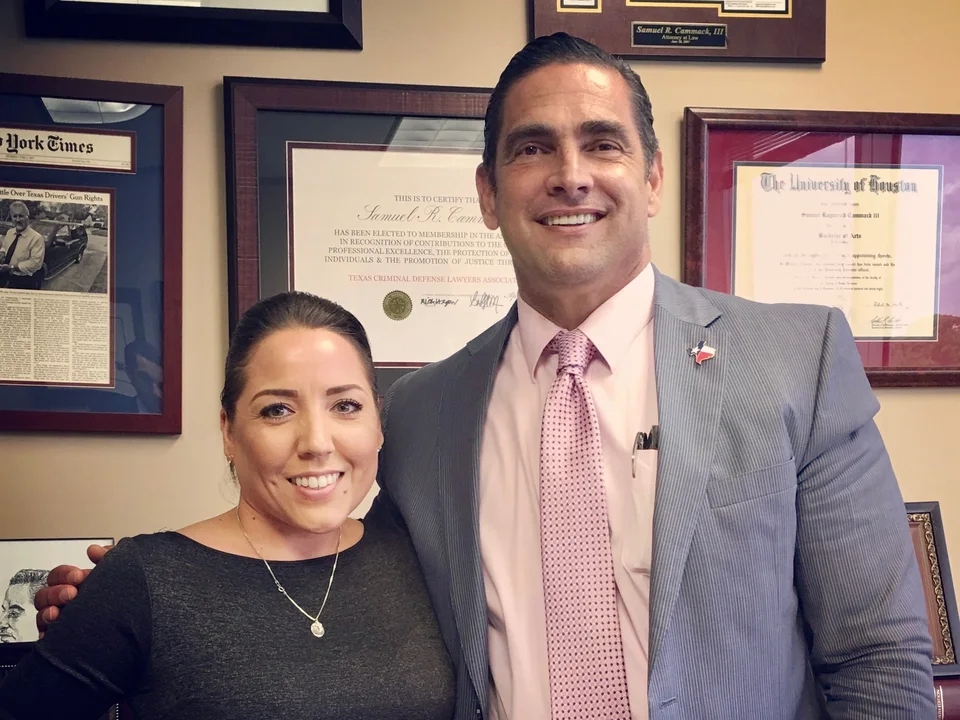 Sam R. Cammack III and office manager Holly A. Quinterro in his Houston office